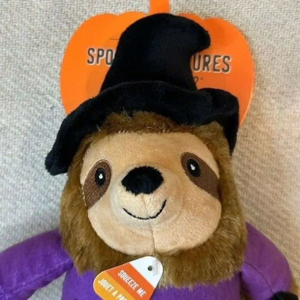 Sloth Trick Treat Dog Toy NWT Puppy Pet Gift Witch Squeaky Halloween Boo Fall